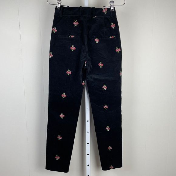 The Kooples Paris Pants Black Velvet Embroidered Floral Flower EU 32 US 2‎ - Picture 4 of 7